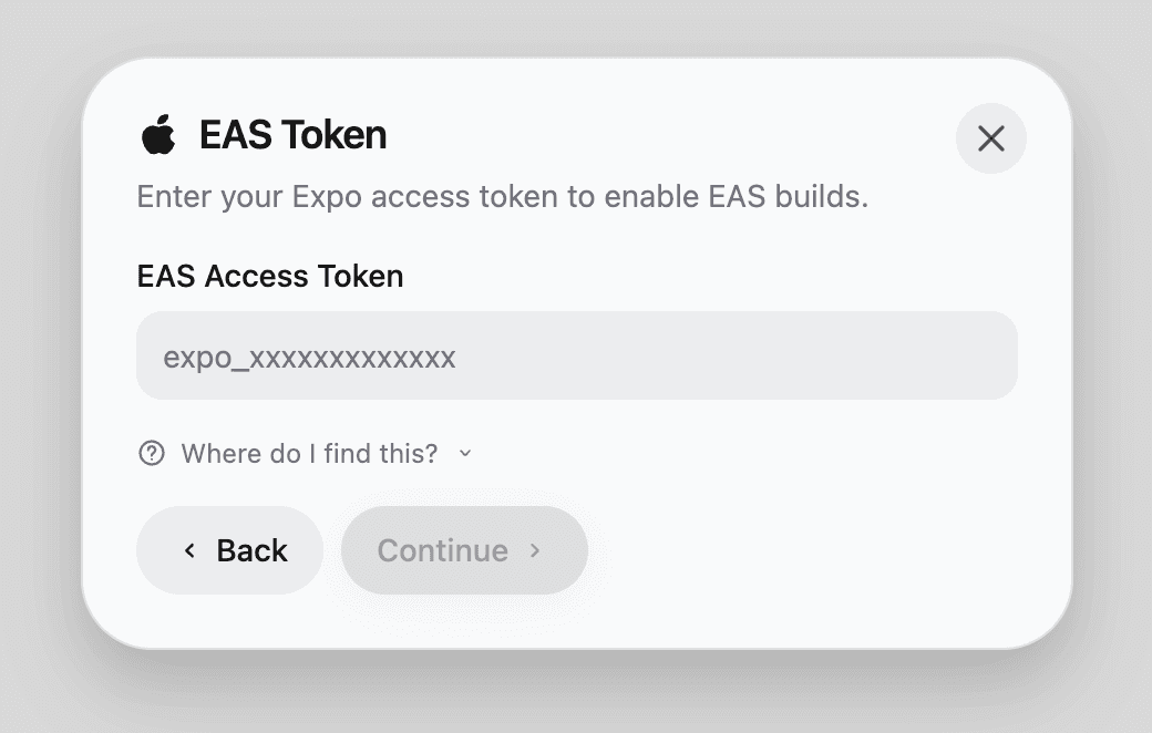 Step 1: EAS Token entry
