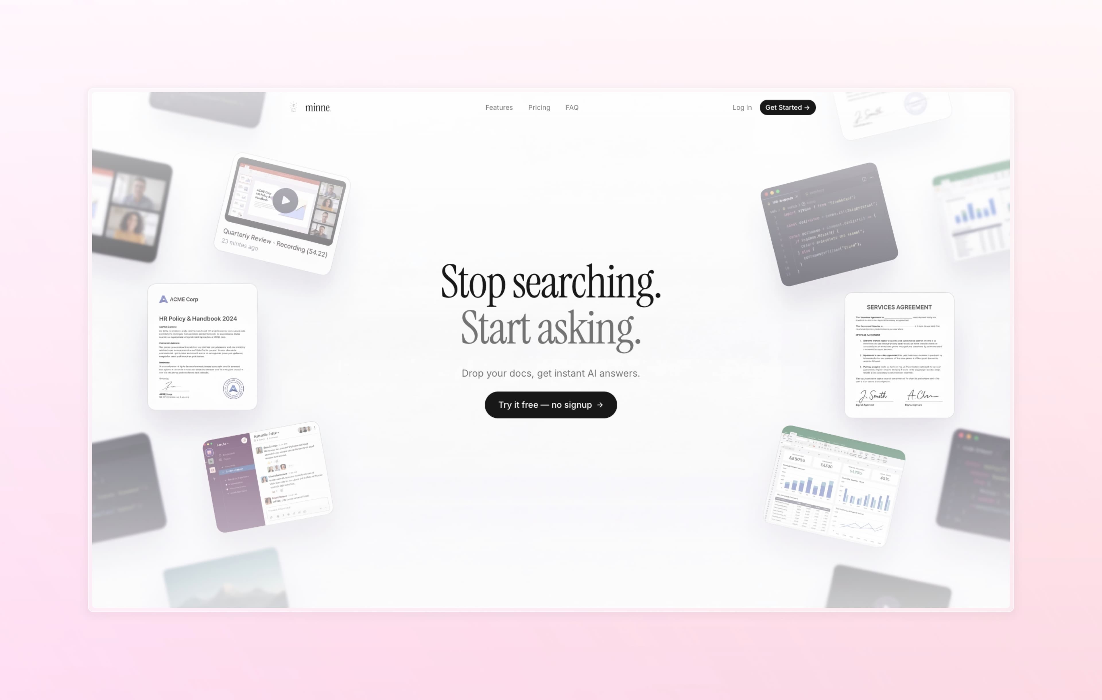 minne.diy — your docs, instantly searchable by AI